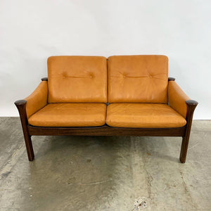 Danish Leather & Rosewood Loveseat Designed by Arne Vodder for Cado (FREE SHIPPING)