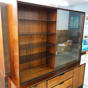 Mid Century Modern Walnut Sideboard With Hutch Top (FREE SHIPPING)