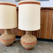 Load image into Gallery viewer, Pair of Large Mid Century Modern Cork Lamps (FREE SHIPPING)