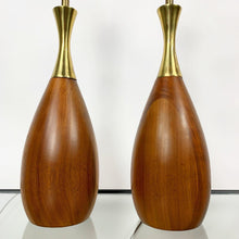 Load image into Gallery viewer, Pair of Mid Century Modern Walnut &amp; Brass Lamps Designed by Tony Paul for Westwood Industries (FREE SHIPPING)