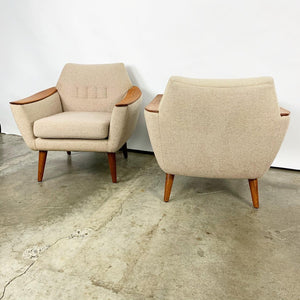 Pair of Wool Norwegian Lounge Chairs by Pi Langlos (FREE SHIPPING)