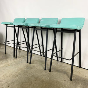 Set of 4 Barstools by Vista of California With Mint Green Upholstery (FREE SHIPPING)