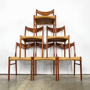 Set of 6 Danish Dining Chairs by Arne Wahl Iversen for Glyngøre Stolfabrik (FREE SHIPPING)
