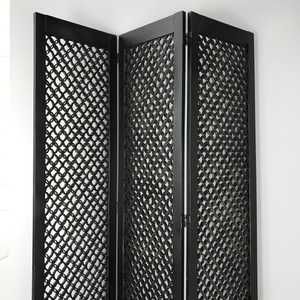Black Wooden 3 Panel Room Divider (FREE SHIPPING)