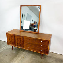 Load image into Gallery viewer, Fully Refinished Walnut Dresser &amp; Matching Mirror Designed by Kipp Stewart for Drexel (FREE SHIPPING)