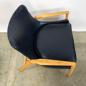 Newly Upholstered Leather Easy Chair by Ib Kofod Larsen (FREE SHIPPING)
