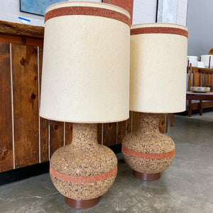 Pair of Large Mid Century Modern Cork Lamps (FREE SHIPPING)
