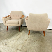 Load image into Gallery viewer, Pair of Wool Norwegian Lounge Chairs by Pi Langlos (FREE SHIPPING)