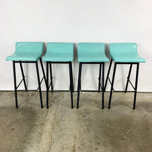 Set of 4 Barstools by Vista of California With Mint Green Upholstery (FREE SHIPPING)