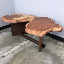 Load image into Gallery viewer, Solid Redwood Burl Top &amp; Wenge Base Coffee Table (FREE SHIPPING)