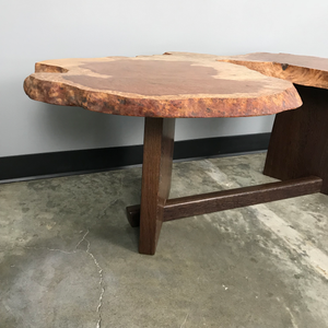 Solid Redwood Burl Top & Wenge Base Coffee Table (FREE SHIPPING)