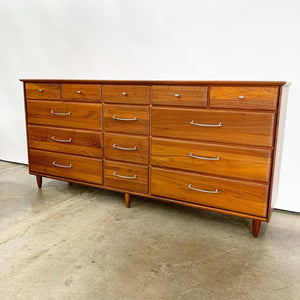 Solid Walnut 14 Drawer Mid Century Modern Dresser