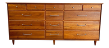 Load image into Gallery viewer, Solid Walnut 14 Drawer Mid Century Modern Dresser