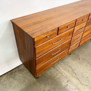 Solid Walnut 14 Drawer Mid Century Modern Dresser