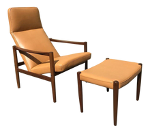 Load image into Gallery viewer, Swedish Lounge Chair &amp; Ottoman With New Leather Upholstery (FREE SHIPPING)