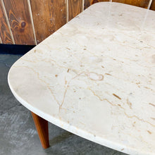 Load image into Gallery viewer, Travertine &amp; Walnut Guitar Pick Shaped Side Table (FREE SHIPPING)